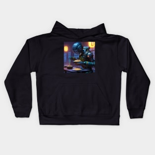 Robot eat ramen Kids Hoodie